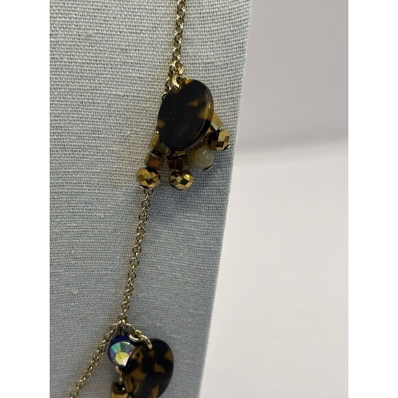 J. Crew Long Multicolor Brulee Rhinestone Tortoise Shell Copper Bead Necklace - Picture 4 of 10